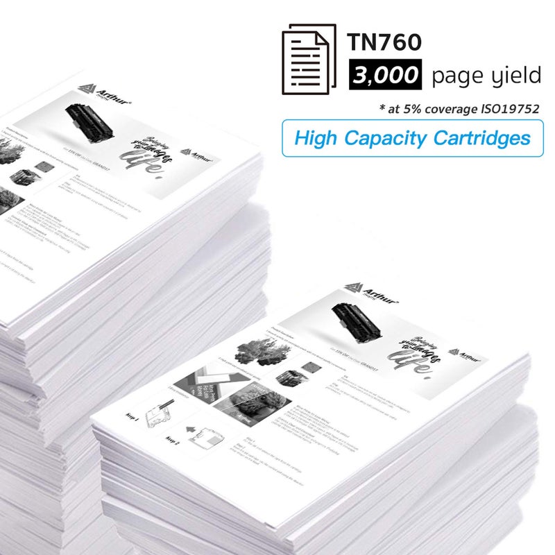 Arthur Imaging WITH CHIP Compatible Toner Cartridge Replacement for Brother TN760 TN 760 TN730 to use with HL-L2350DW HL-L2395DW HL-L2390DW HL-L2370DW MFC-L2750DW MFC-L2710DW DCP-L2550DW (Black 1Pack) - Image 4
